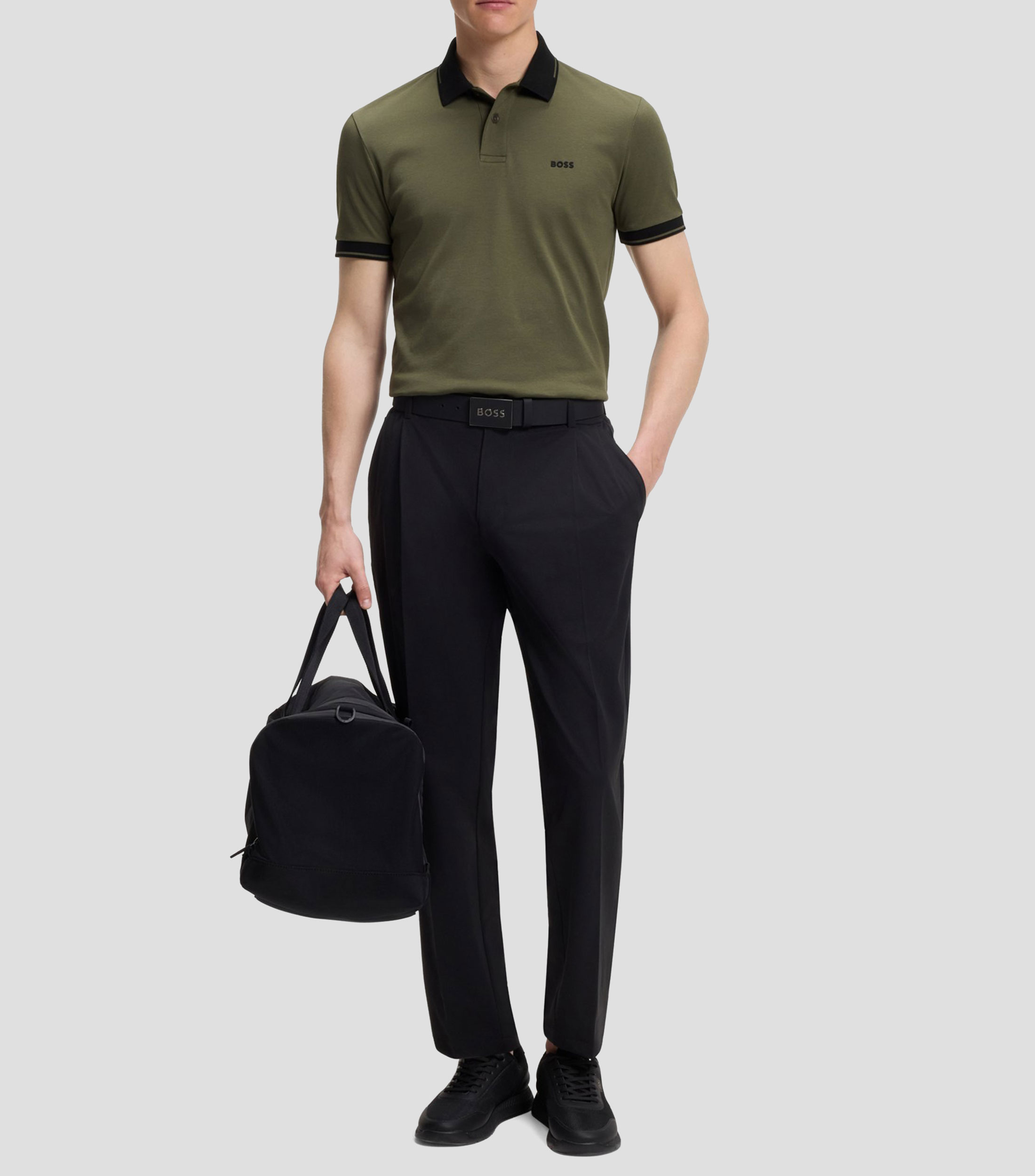 Playera tipo polo manga corta lisa Hombre